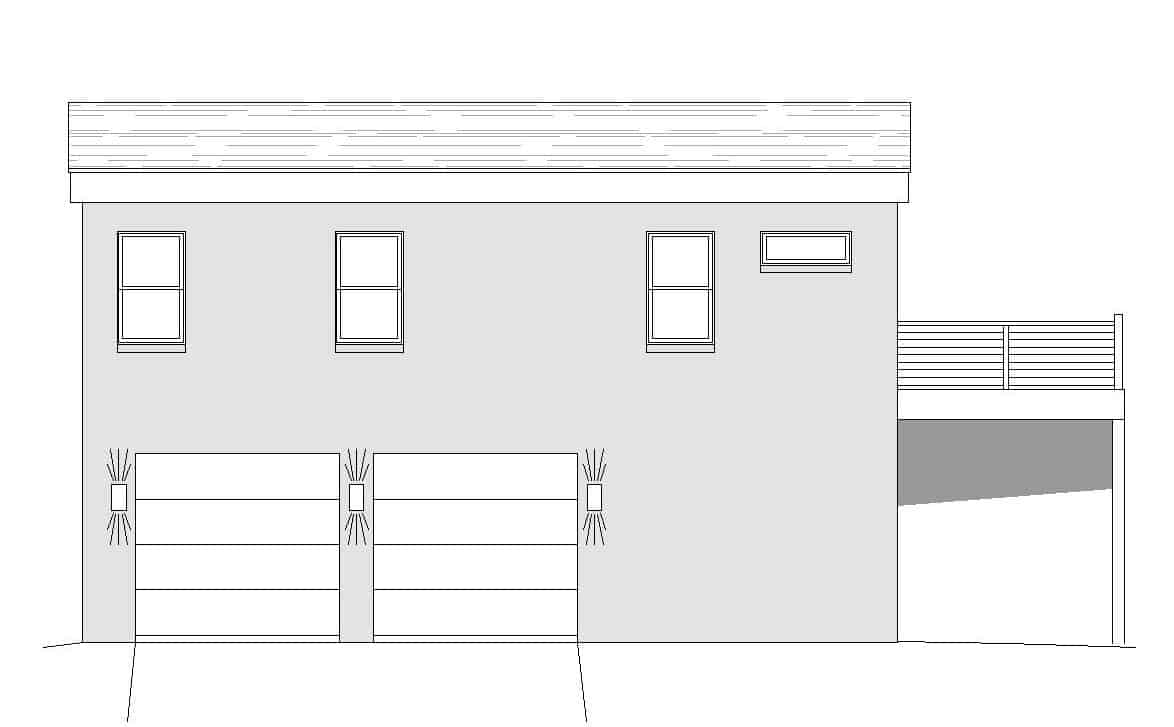 Home Plan Rear Elevation of this 1-Bedroom,1220 Sq Ft Plan -196-1173