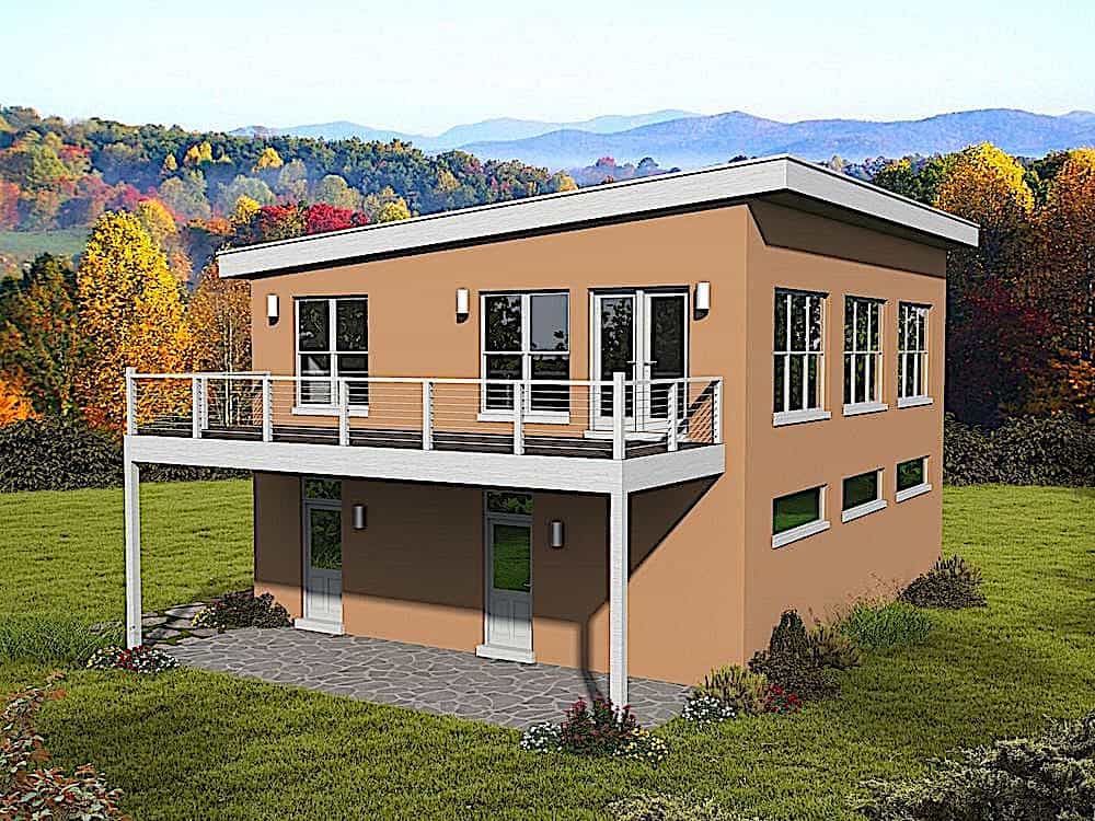 Rear View of this 1-Bedroom, 1220 Sq Ft Plan - 196-1173