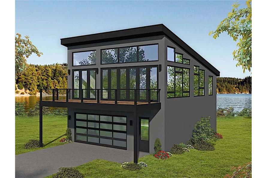 1-Bedroom, 1309 Sq Ft Modern House Plan - 196-1174 - Front Exterior