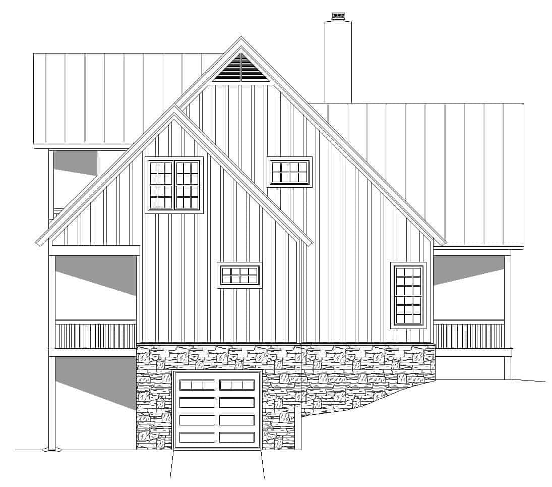Home Plan Left Elevation of this 3-Bedroom,2066 Sq Ft Plan -196-1178