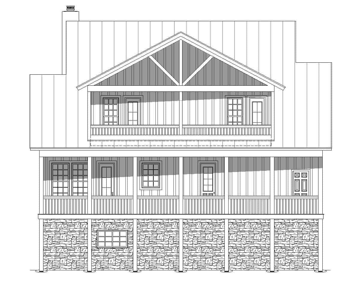 Home Plan Rear Elevation of this 3-Bedroom,2066 Sq Ft Plan -196-1178