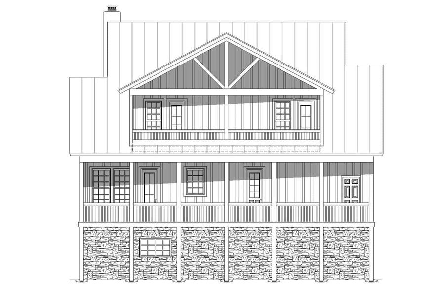 Home Plan Rear Elevation of this 3-Bedroom,2066 Sq Ft Plan -196-1178