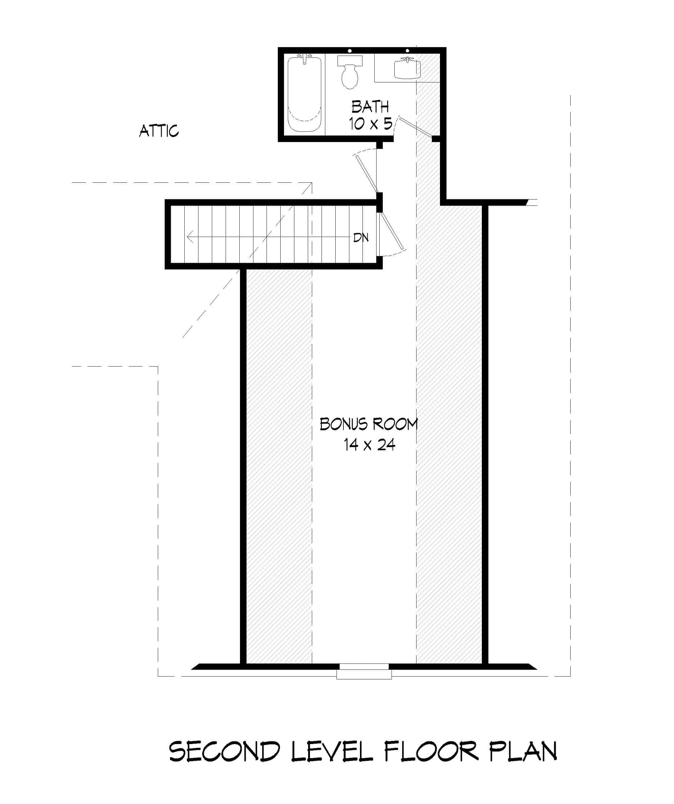 Floor Plan Bonus Room of Tudor Plan #196-1182