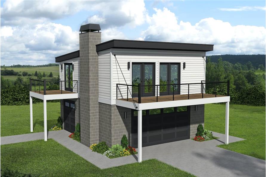 1-Bedroom, 793 Sq Ft Contemporary House - Plan #196-1188 - Front Exterior