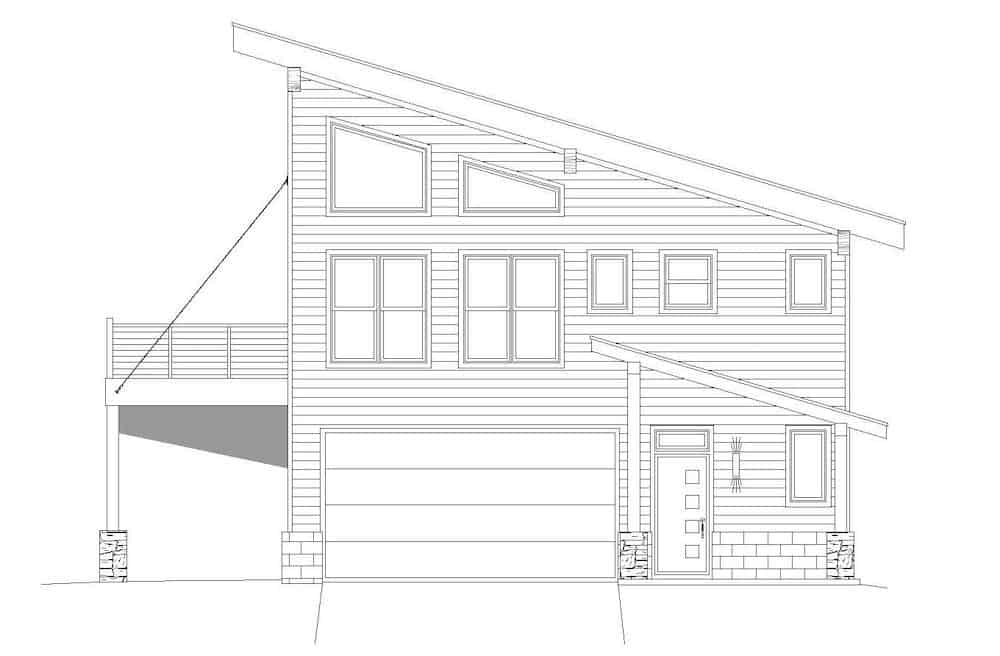 Home Plan Right Elevation of this 3-Bedroom,1359 Sq Ft Plan -196-1189