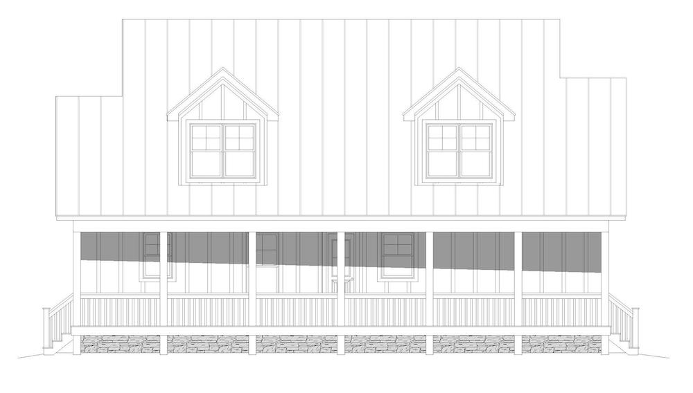 Home Plan Rear Elevation of this 3-Bedroom,2227 Sq Ft Plan -196-1193