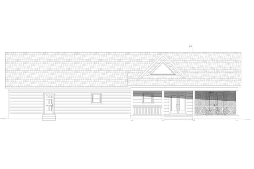 Home Plan Rear Elevation of this 2-Bedroom,1500 Sq Ft Plan -196-1196