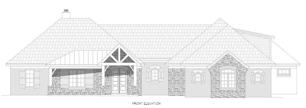 Home Plan Front Elevation of this 3-Bedroom,3609 Sq Ft Plan -196-1208