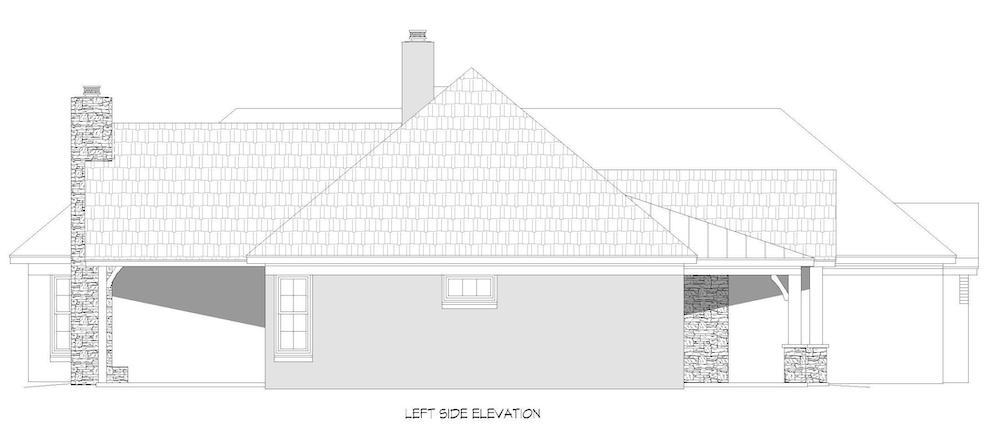Home Plan Left Elevation of this 3-Bedroom,3609 Sq Ft Plan -196-1208