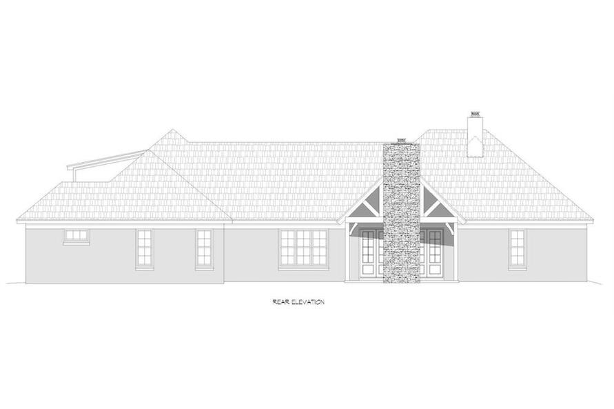 Home Plan Rear Elevation of this 3-Bedroom,3609 Sq Ft Plan -196-1208