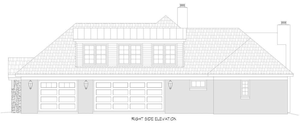 Home Plan Right Elevation of this 3-Bedroom,3609 Sq Ft Plan -196-1208