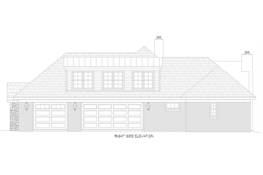 Home Plan Right Elevation of this 3-Bedroom,3609 Sq Ft Plan -196-1208