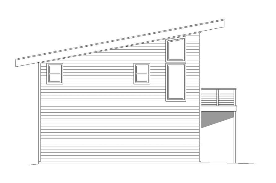 Home Plan Left Elevation of this 1-Bedroom,650 Sq Ft Plan -196-1211