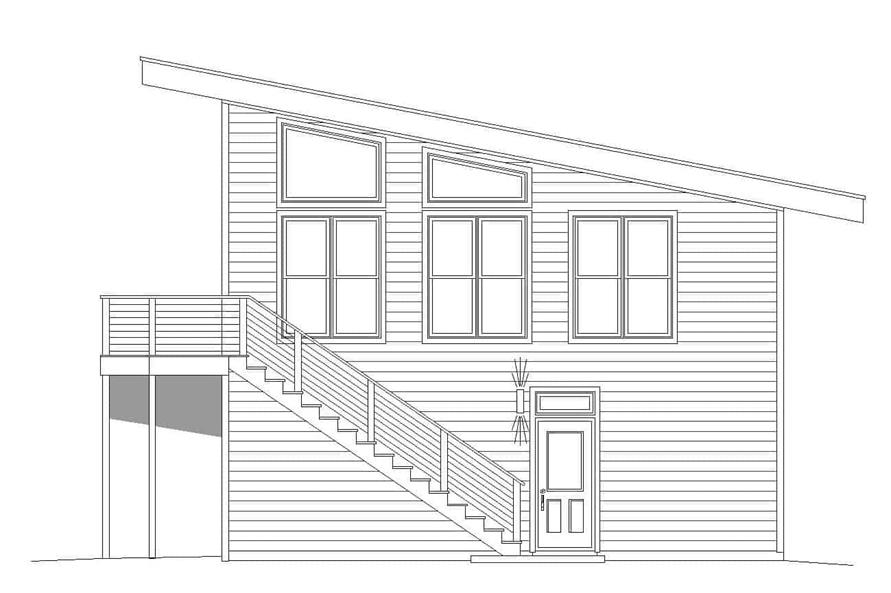 Home Plan Right Elevation of this 1-Bedroom,650 Sq Ft Plan -196-1211