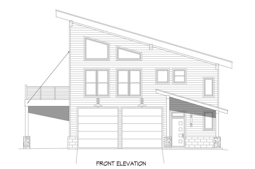 Home Plan Front Elevation of this 2-Bedroom,1727 Sq Ft Plan -196-1216