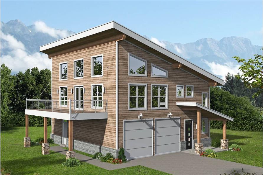 2-Bedroom, 1727 Sq Ft Contemporary House - Plan #196-1216 - Front Exterior