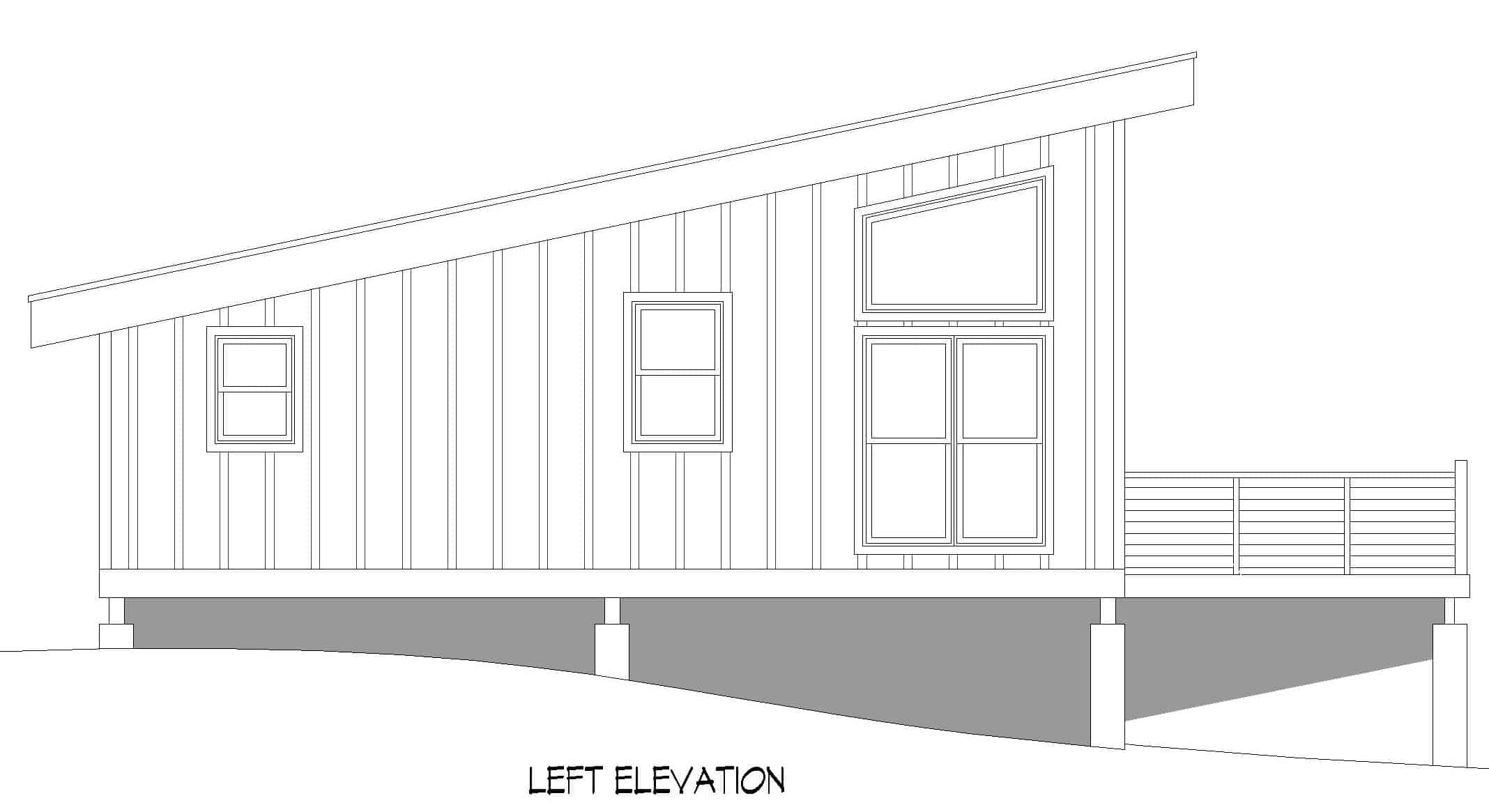 Home Plan Left Elevation of this 1-Bedroom,750 Sq Ft Plan -196-1219