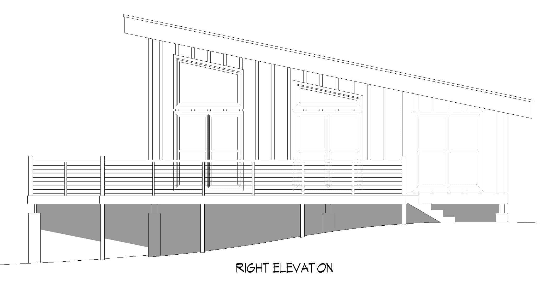 Home Plan Right Elevation of this 1-Bedroom,750 Sq Ft Plan -196-1219