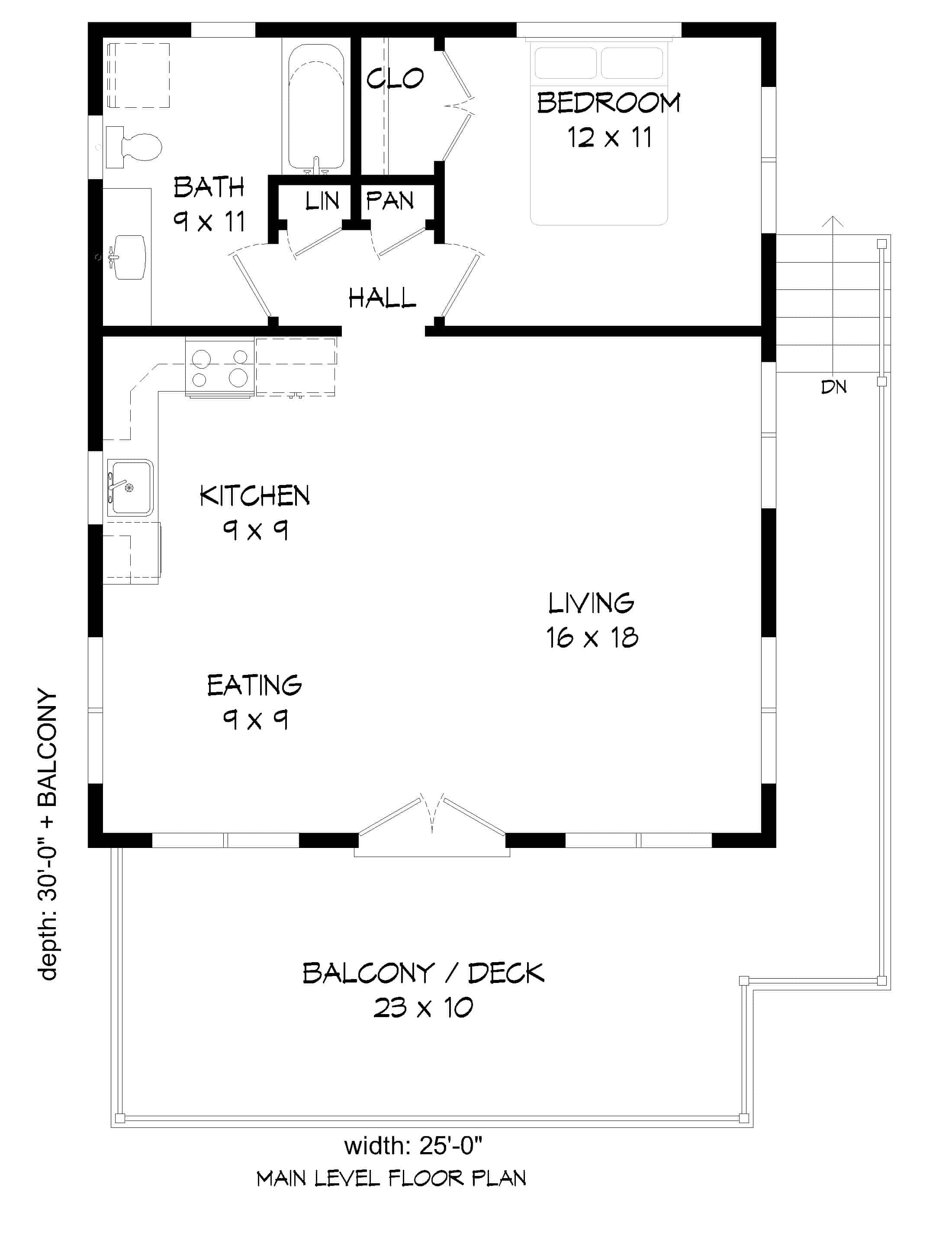 Floor Plan Main Level of Contemporary Plan #196-1219