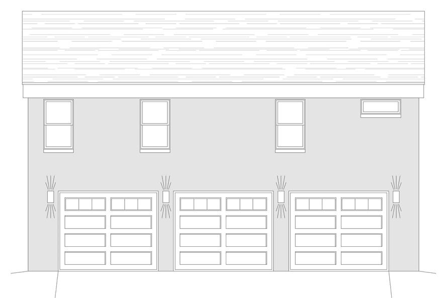 Home Plan Rear Elevation of this 1-Bedroom,1265 Sq Ft Plan -196-1223