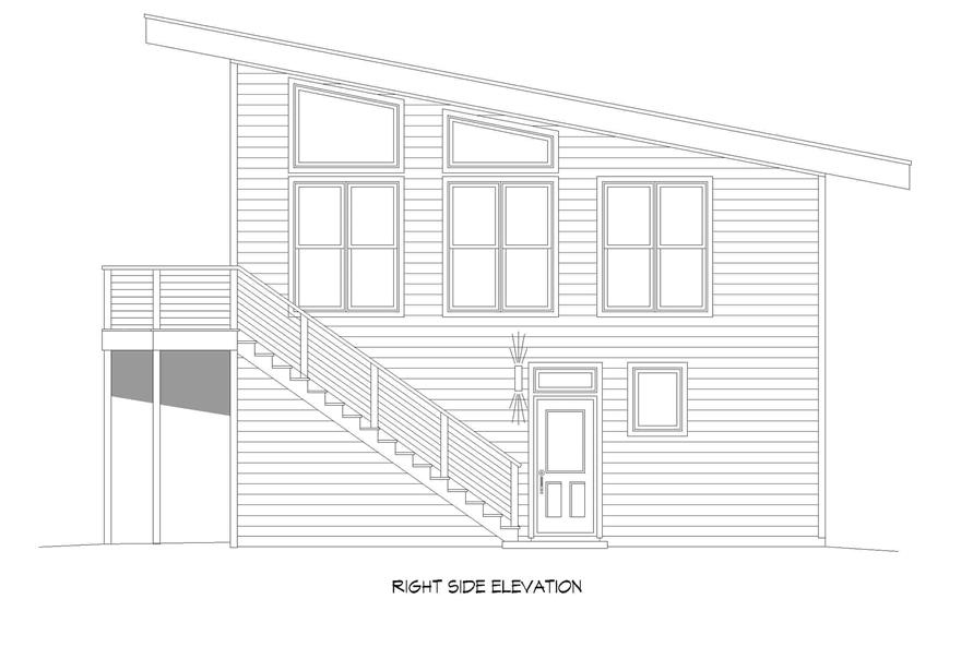 Home Plan Right Elevation of this 2-Bedroom,878 Sq Ft Plan -196-1226