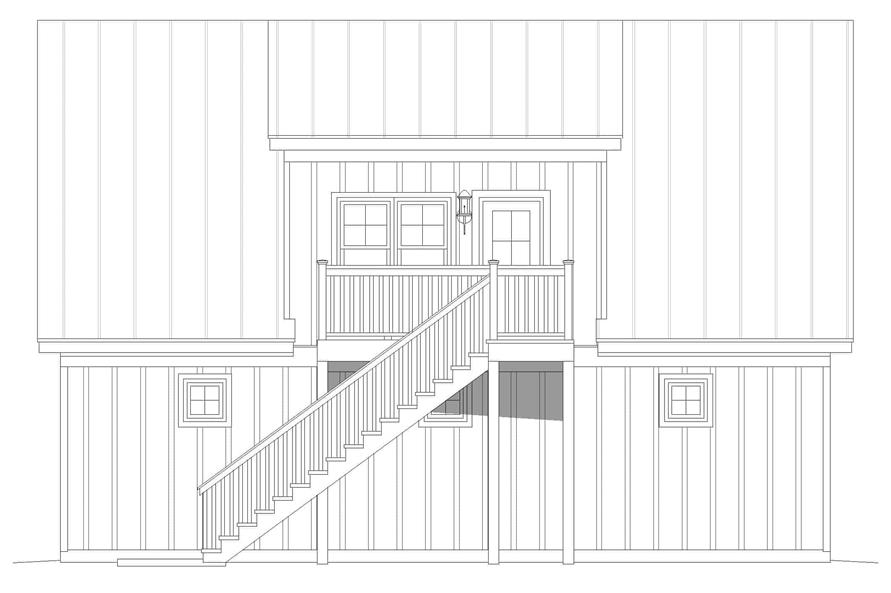 Home Plan Rear Elevation of this 1-Bedroom,1132 Sq Ft Plan -196-1227