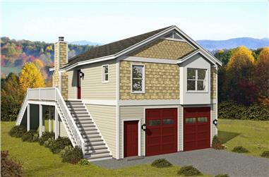 1-Bed, 902 Sq Ft Garage w/Apartment House - Plan #196-1228 - Front Exterior