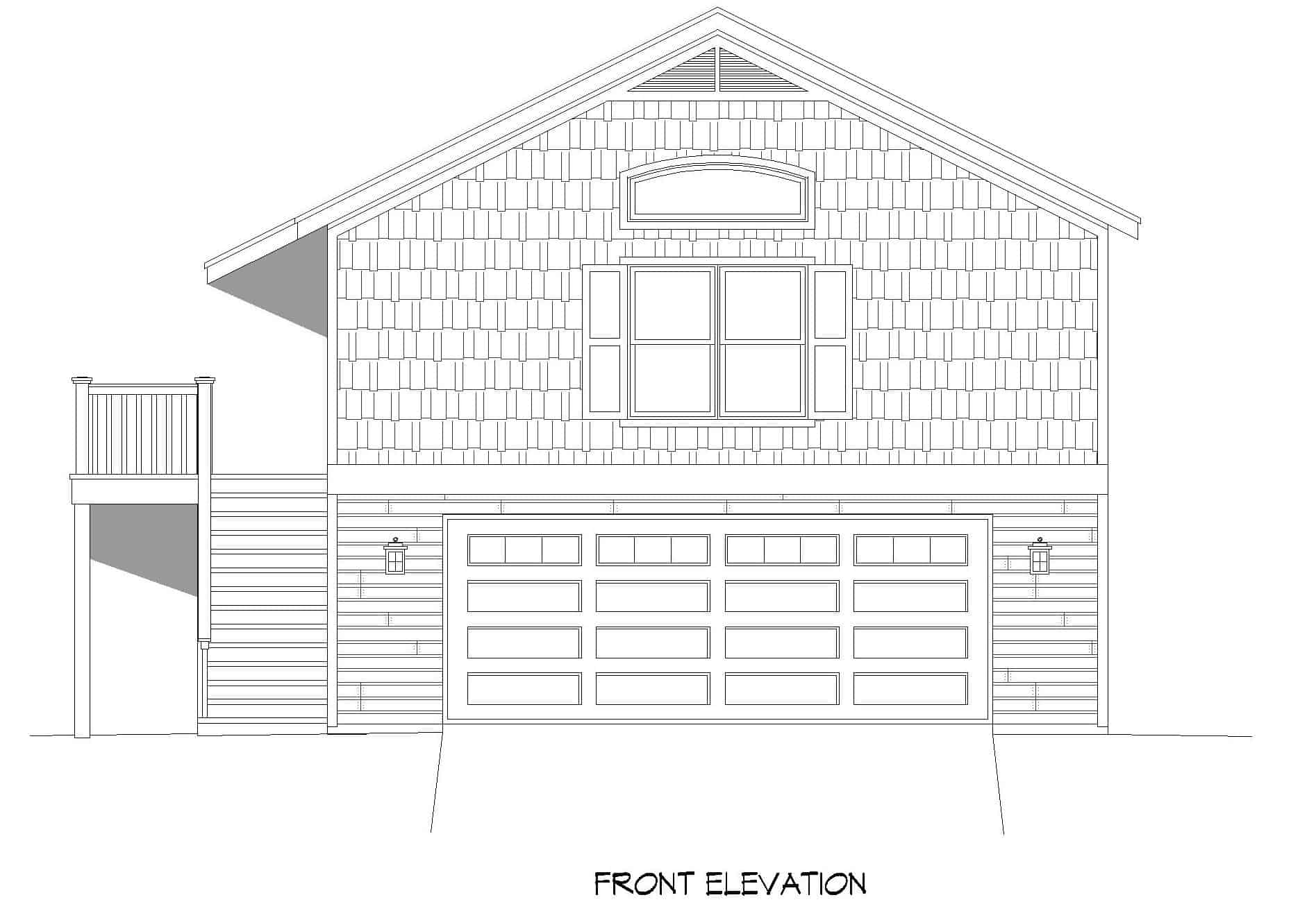 Home Plan Front Elevation of this 1-Bedroom,910 Sq Ft Plan -196-1229