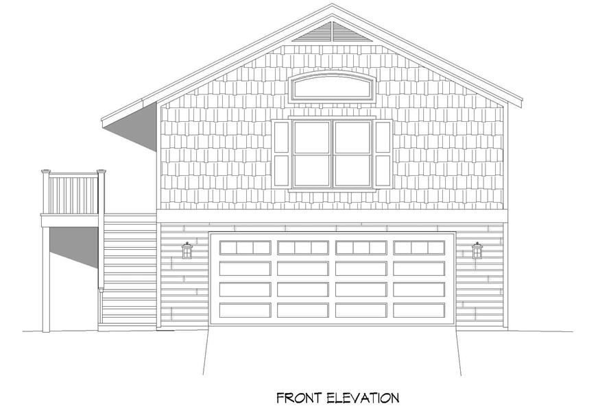 Home Plan Front Elevation of this 1-Bedroom,910 Sq Ft Plan -196-1229