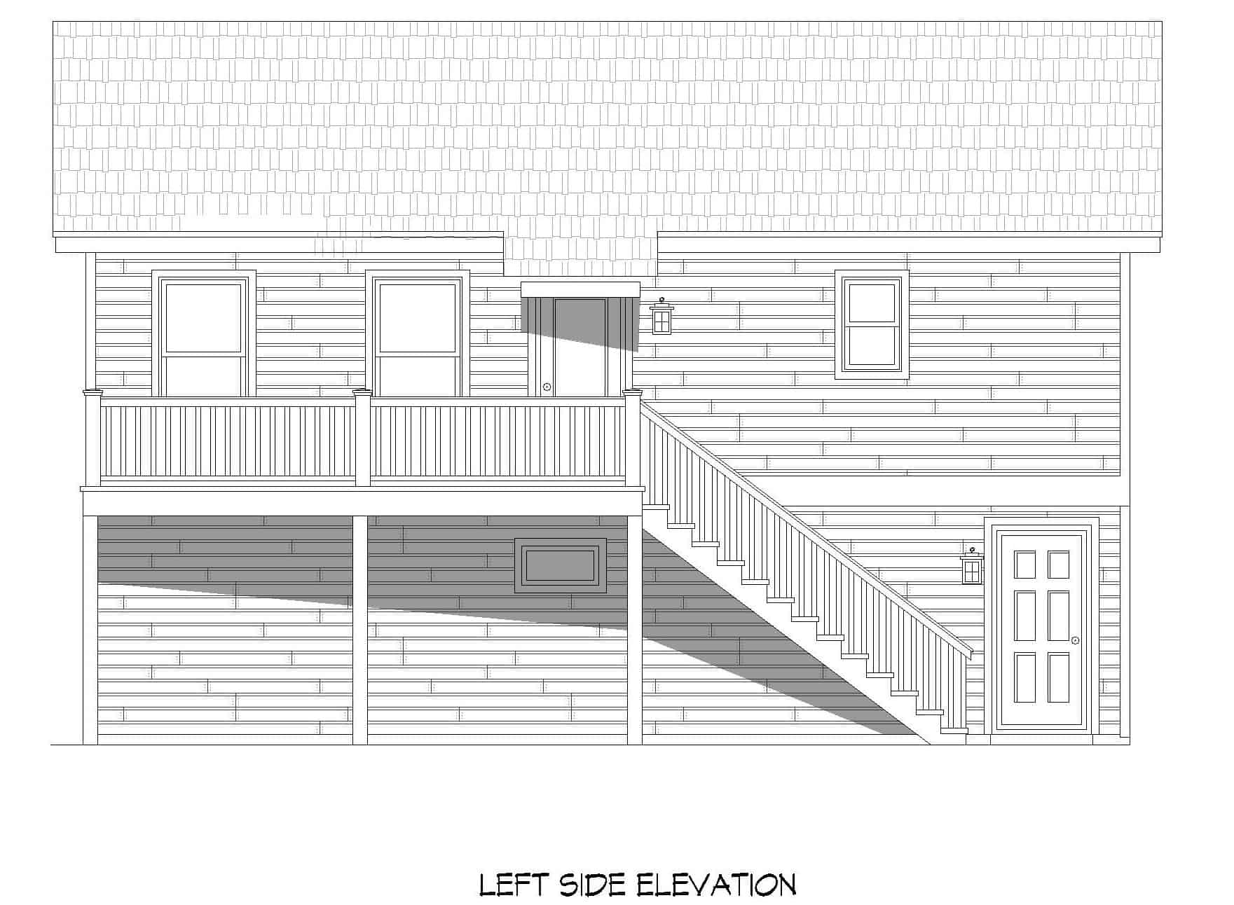 Home Plan Left Elevation of this 1-Bedroom,910 Sq Ft Plan -196-1229