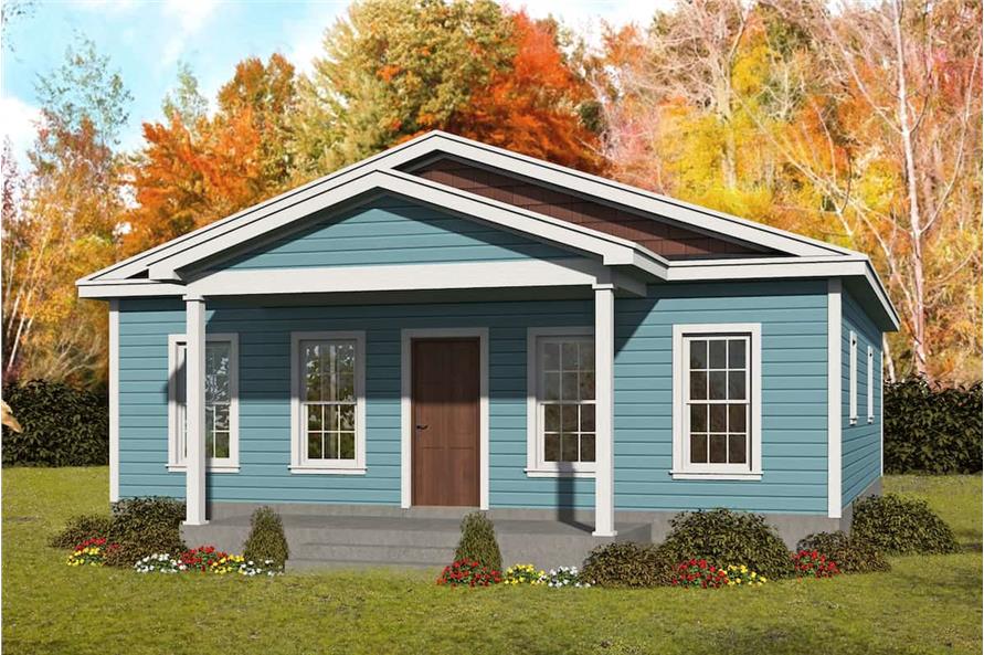 Front elevation of Bungalow home (ThePlanCollection: House Plan #196-1231)