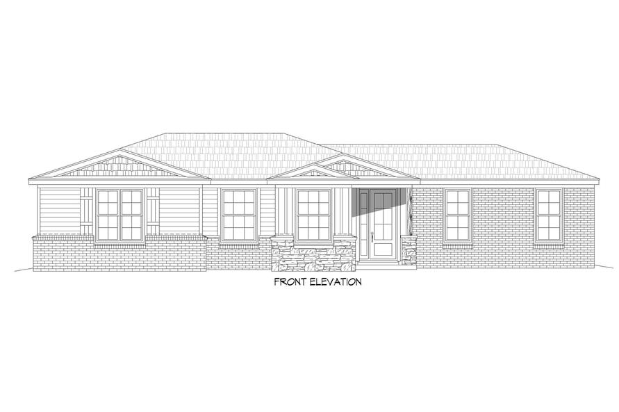 Home Plan Front Elevation of this 1-Bedroom,1194 Sq Ft Plan -196-1233