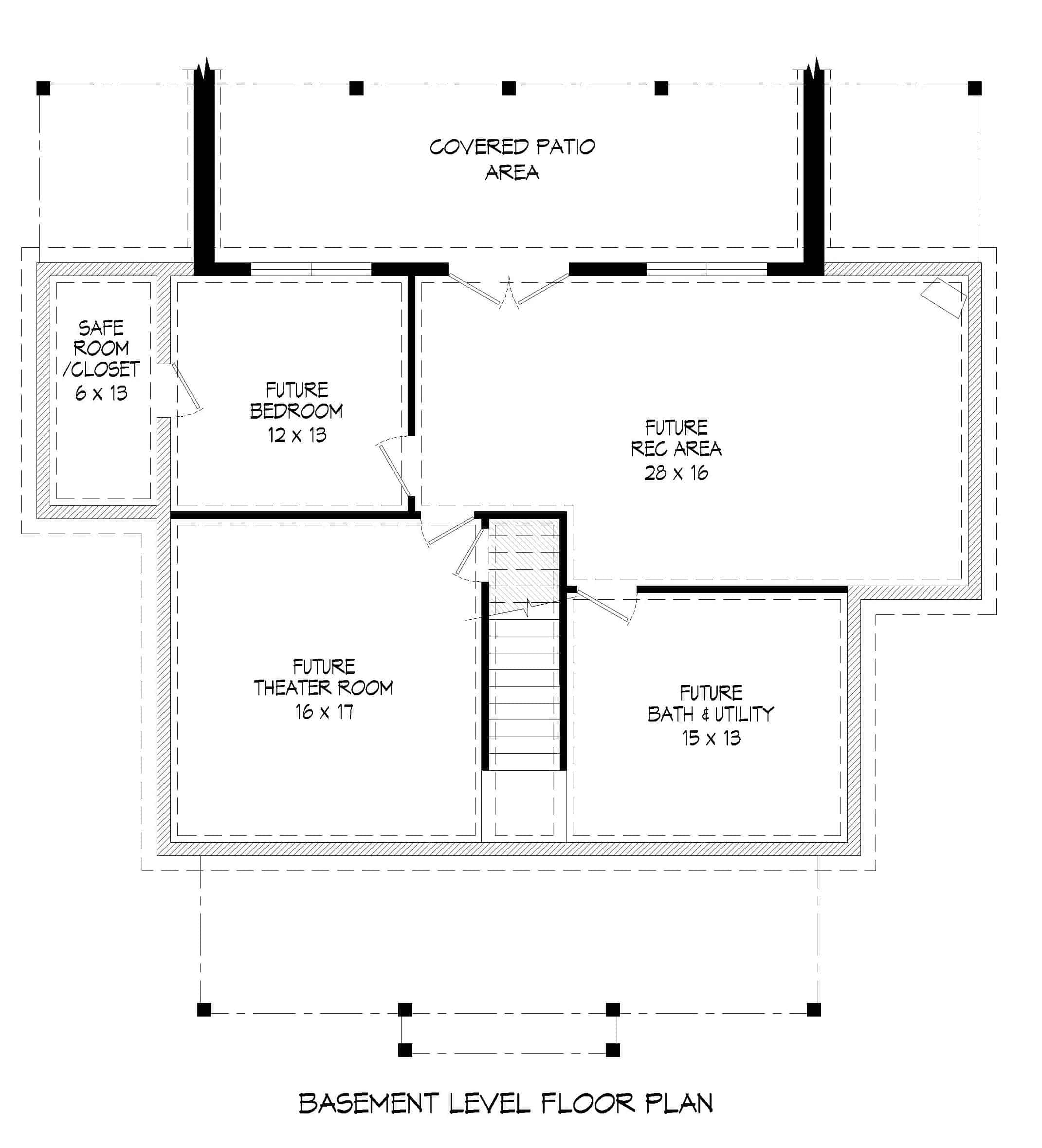 Basement of Farmhouse Plan #196-1234