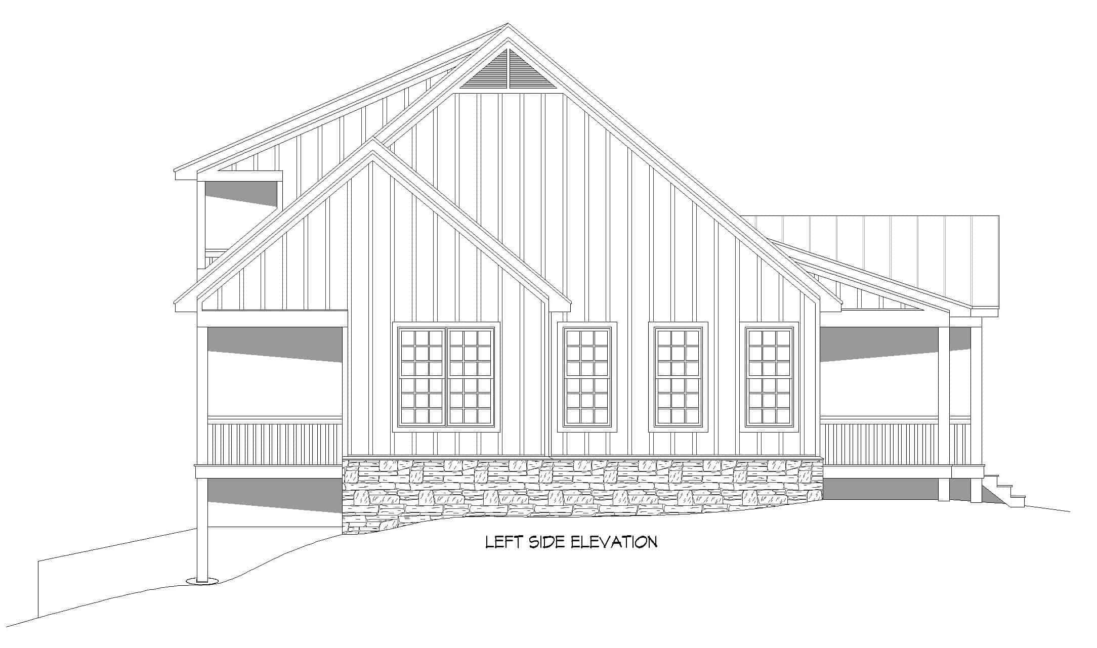 Home Plan Left Elevation of this 3-Bedroom,2015 Sq Ft Plan -196-1234