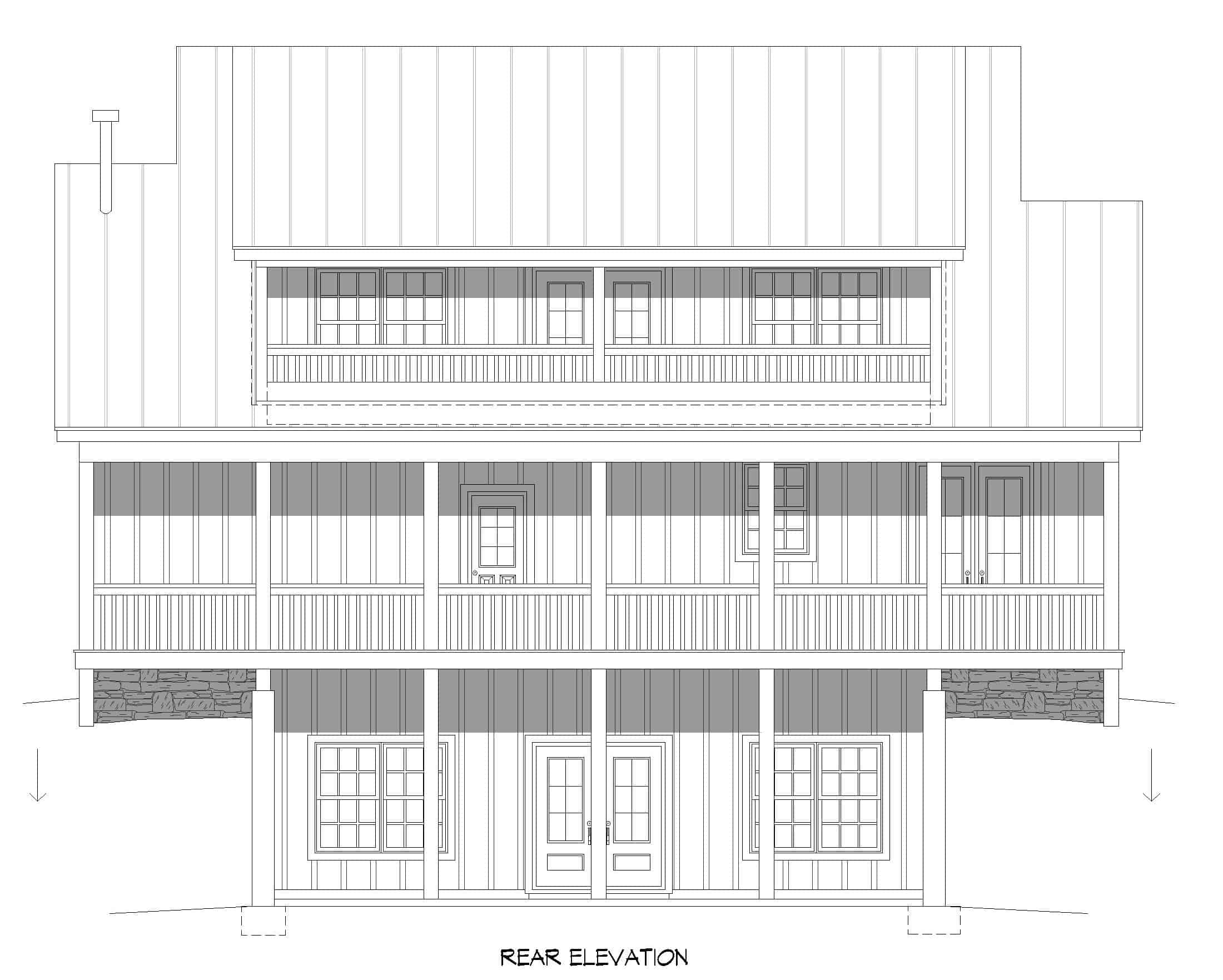Home Plan Rear Elevation of this 3-Bedroom,2015 Sq Ft Plan -196-1234