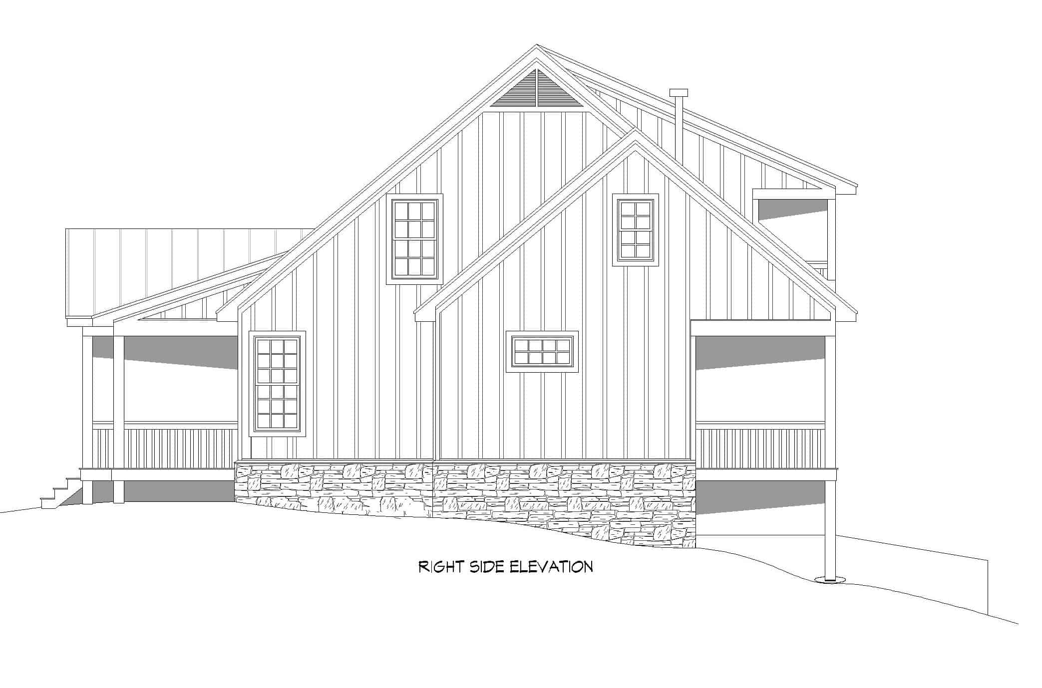 Home Plan Right Elevation of this 3-Bedroom,2015 Sq Ft Plan -196-1234