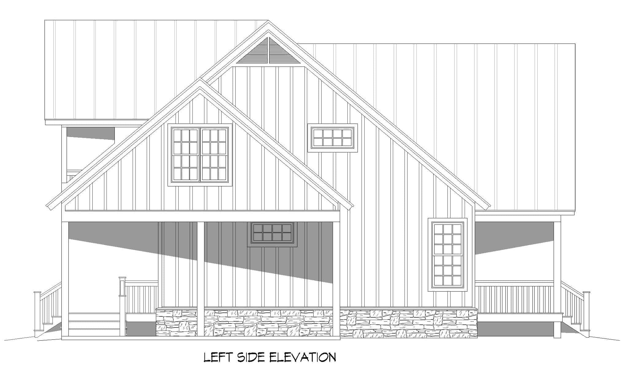 Home Plan Left Elevation of this 3-Bedroom,2450 Sq Ft Plan -196-1238