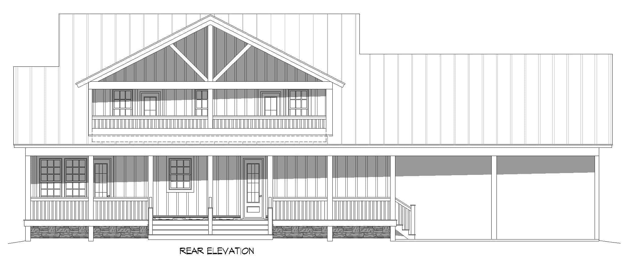 Home Plan Rear Elevation of this 3-Bedroom,2450 Sq Ft Plan -196-1238