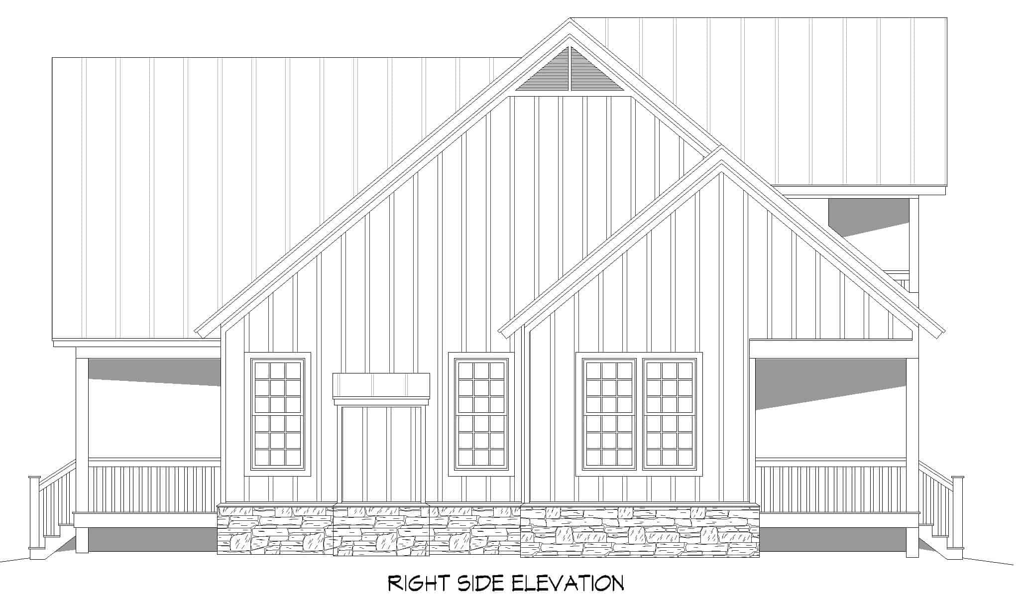 Home Plan Right Elevation of this 3-Bedroom,2450 Sq Ft Plan -196-1238