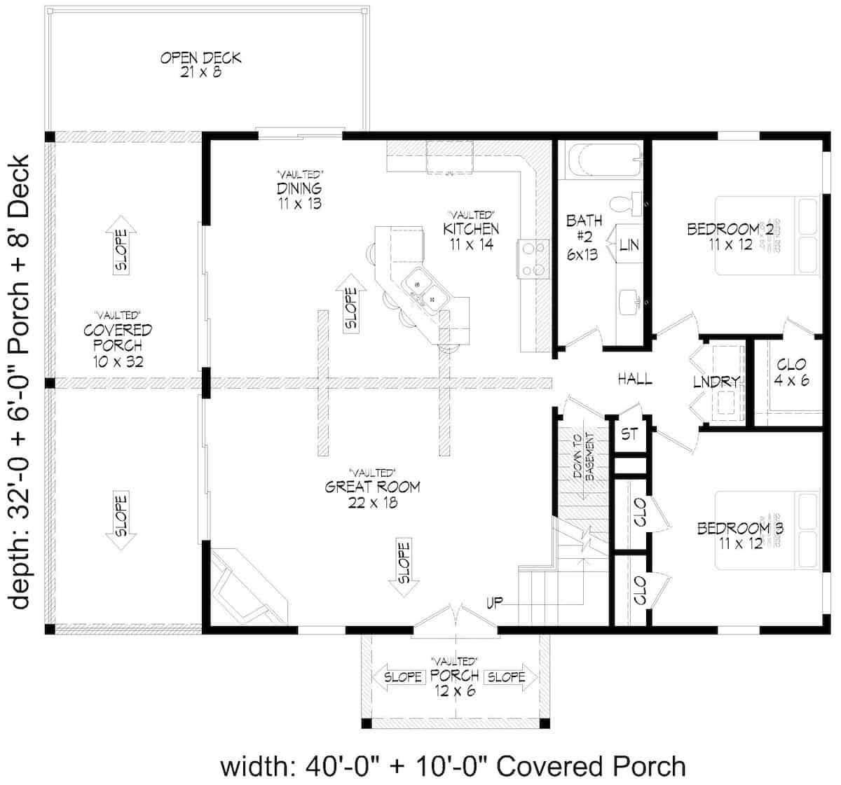 Upper Level of Rustic Plan #196-1239
