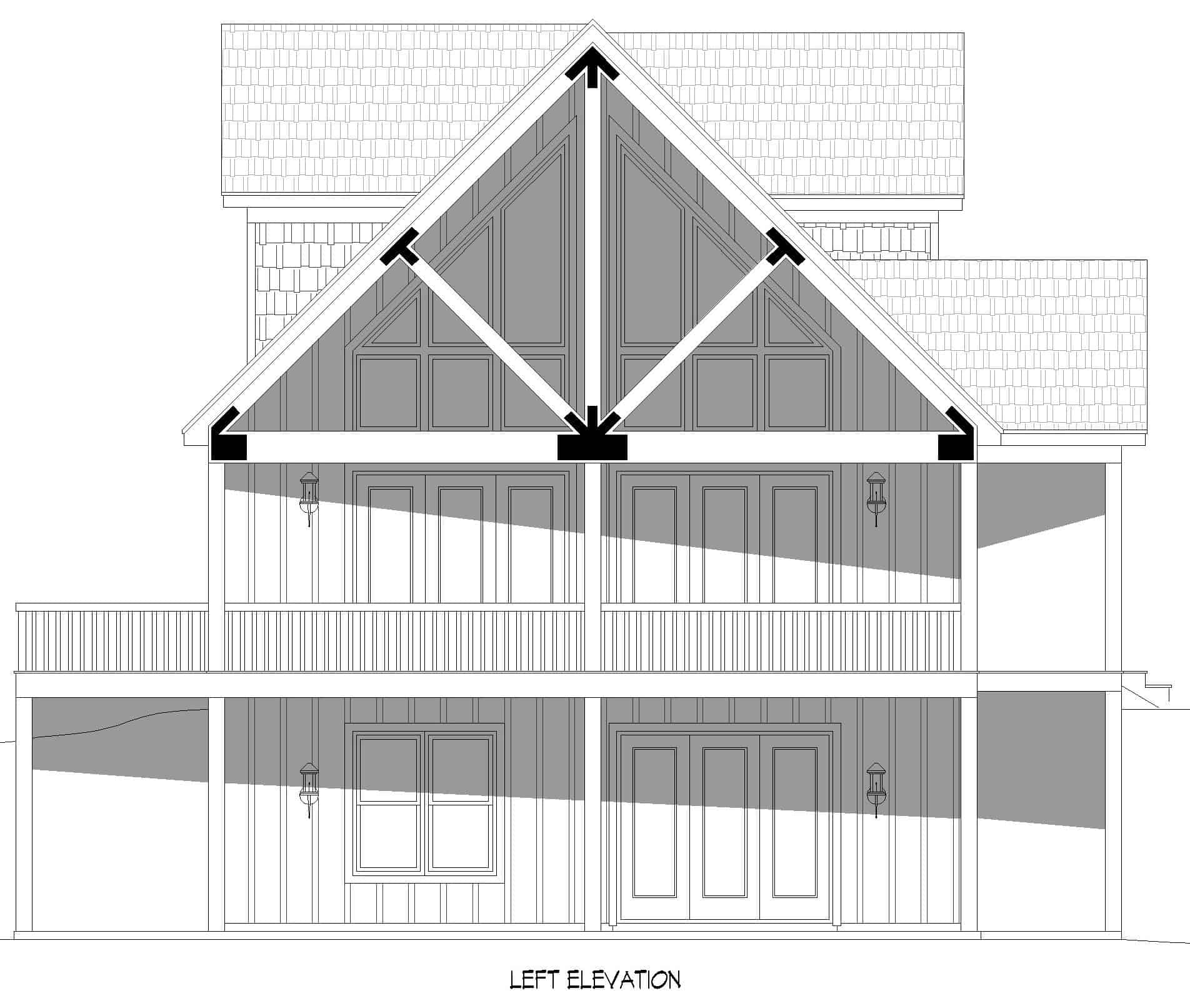 Home Plan Left Elevation of this 4-Bedroom,2537 Sq Ft Plan -196-1239