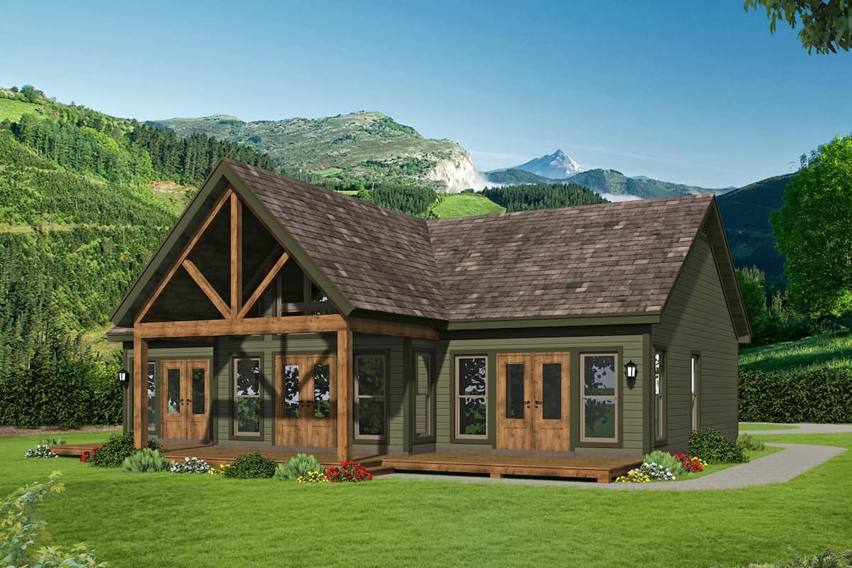 Rear View of this 2-Bedroom, 1357 Sq Ft Plan - 196-1242