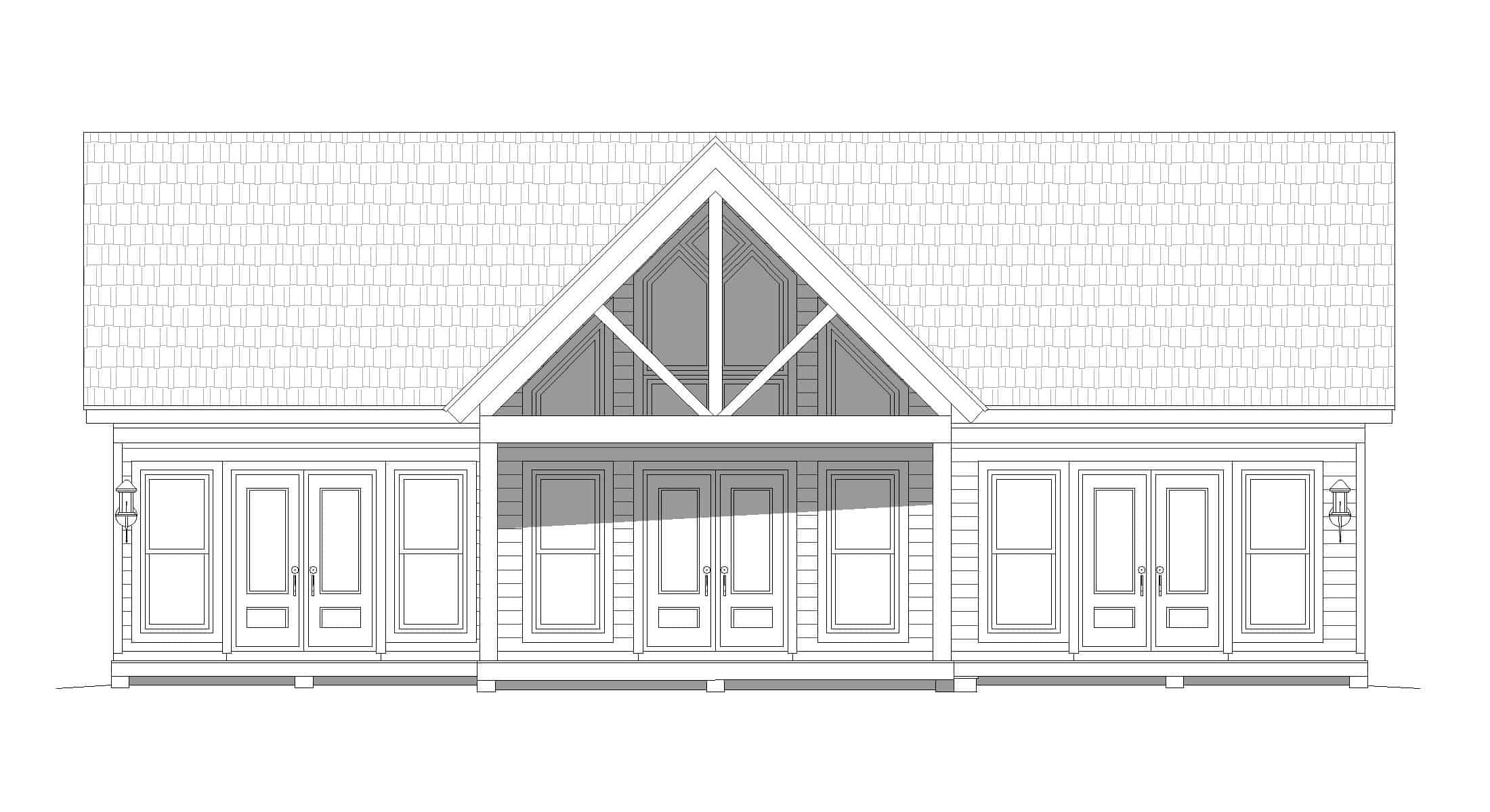 Home Plan Rear Elevation of this 2-Bedroom,1357 Sq Ft Plan -196-1242