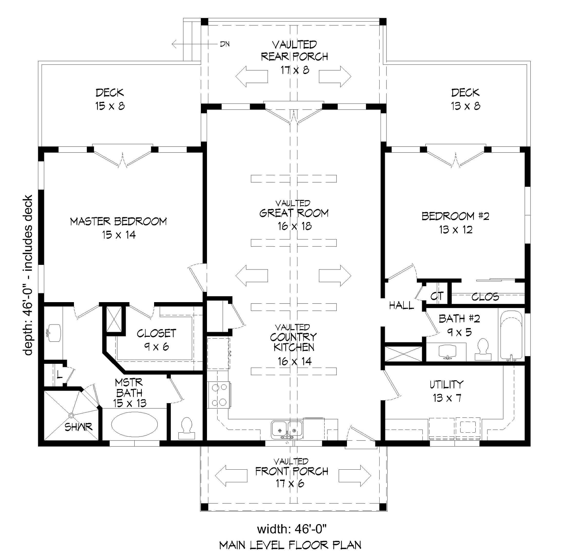 Main Level of Ranch Plan #196-1242