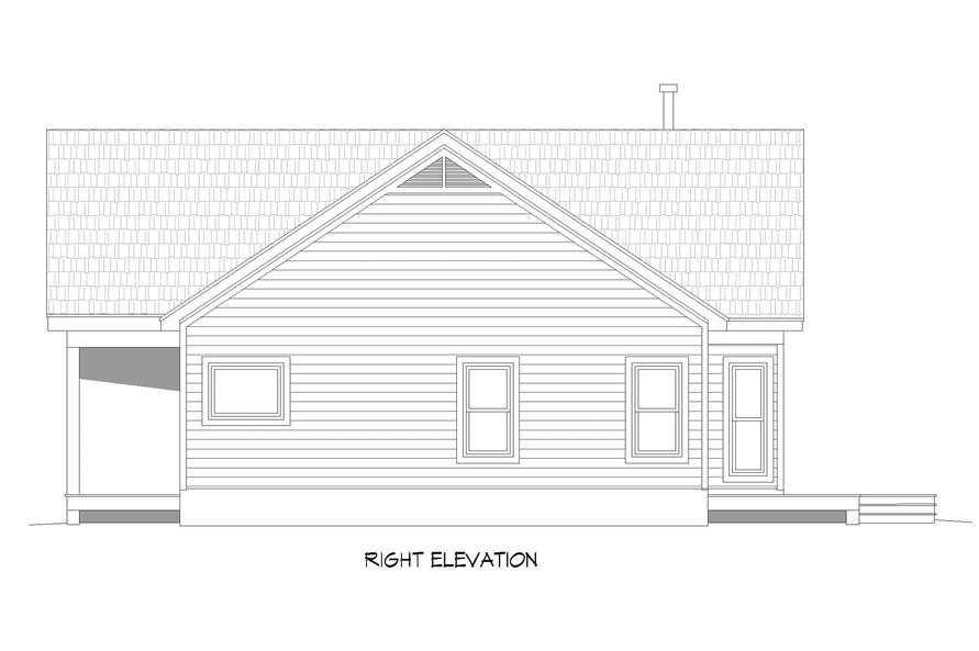 Home Plan Right Elevation of this 3-Bedroom,1368 Sq Ft Plan -196-1245