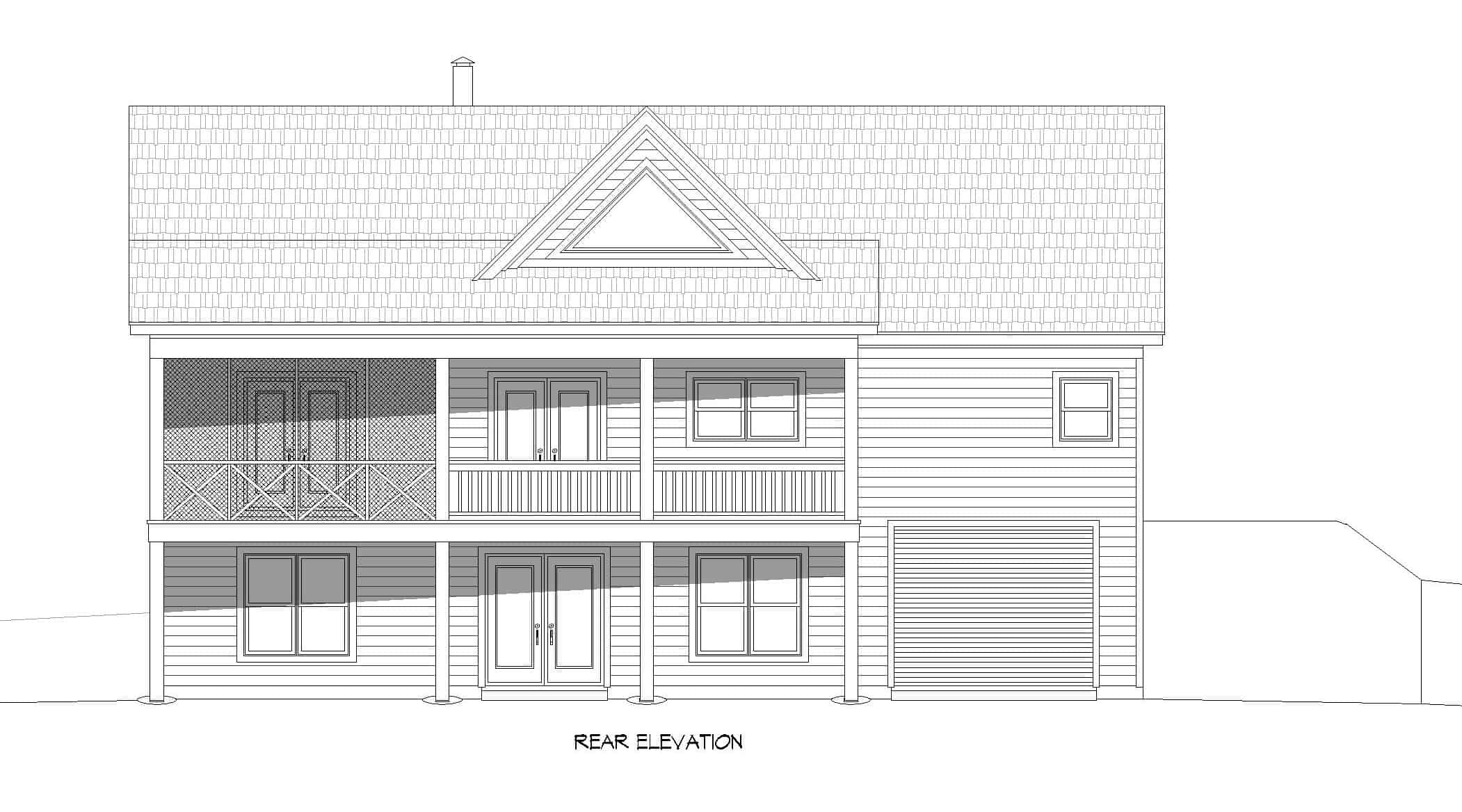 Home Plan Rear Elevation of this 4-Bedroom,2569 Sq Ft Plan -196-1249