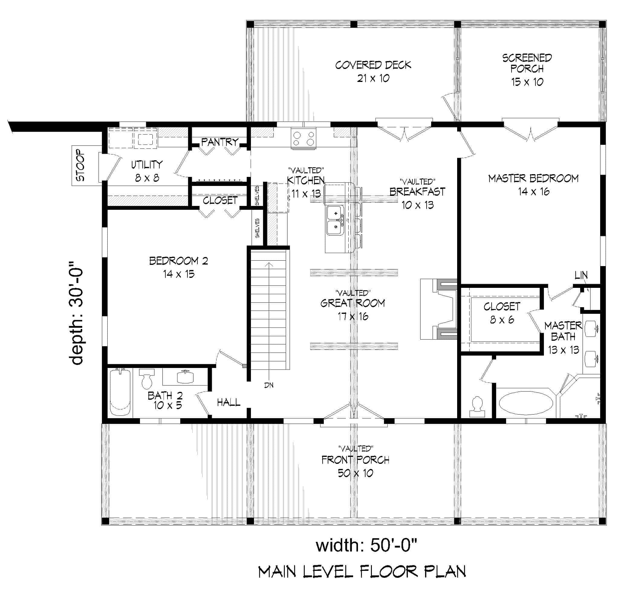 Main Level of Ranch Plan #196-1249