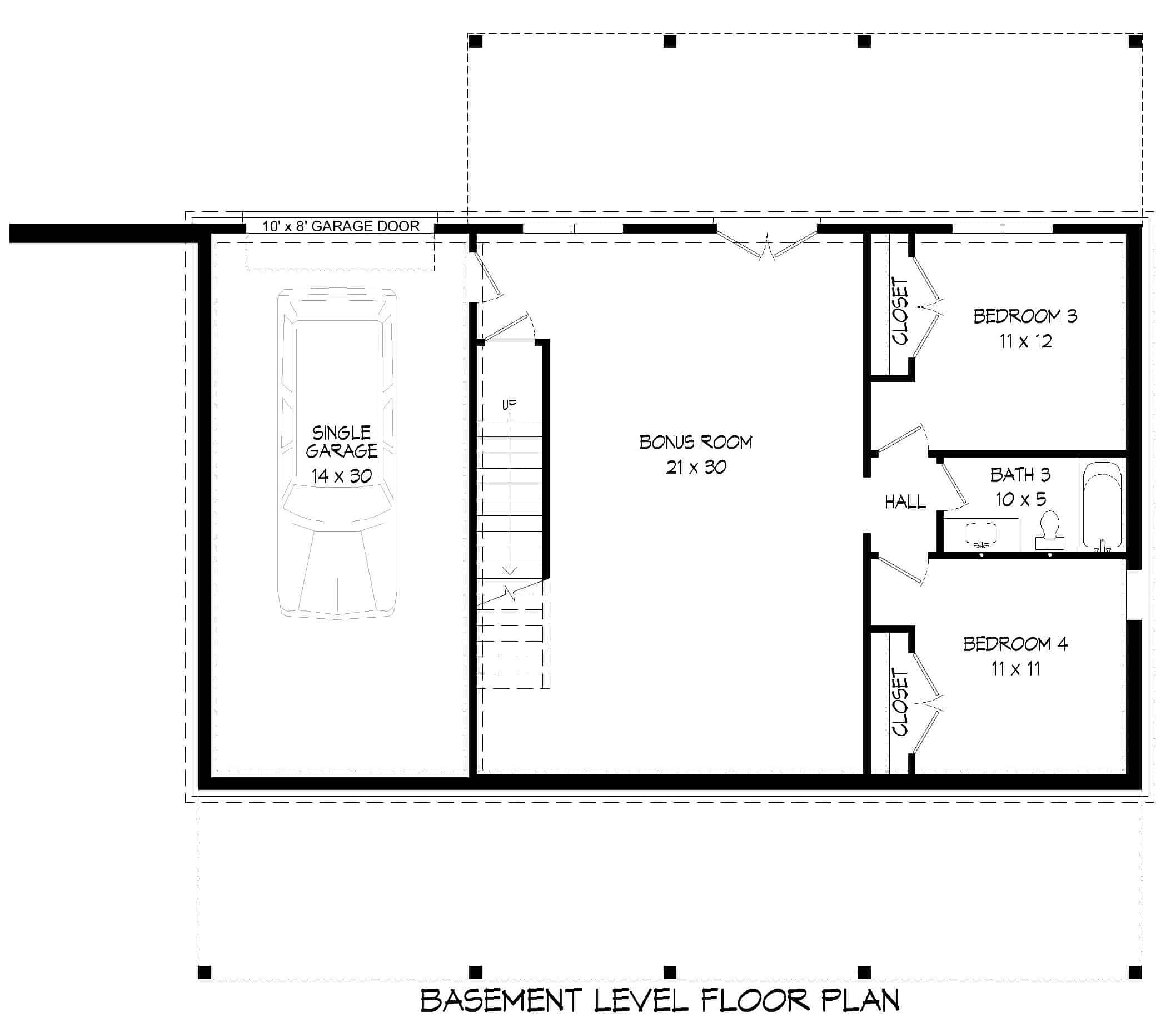 Basement of Ranch Plan #196-1249