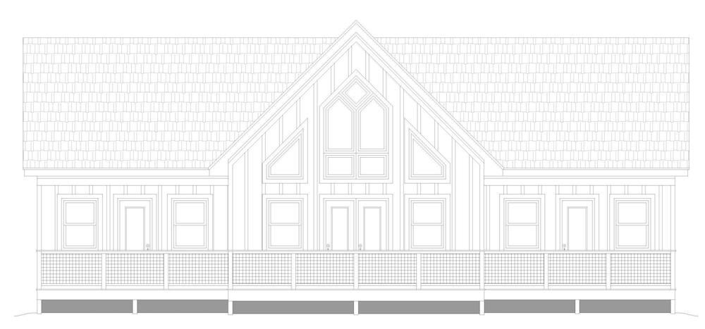 Home Plan Rear Elevation of this 2-Bedroom,1586 Sq Ft Plan -196-1253