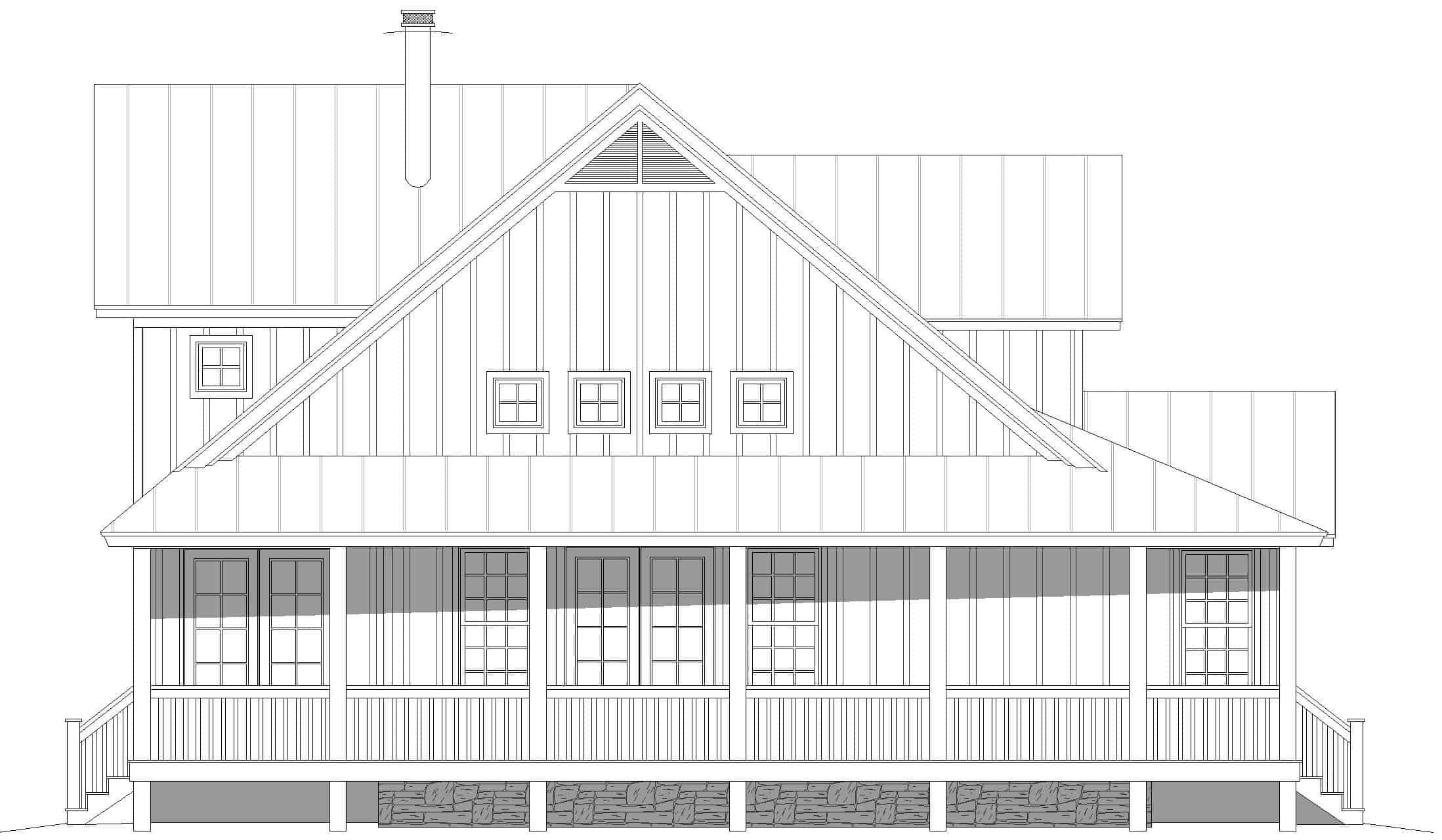 Home Plan Left Elevation of this 3-Bedroom,2300 Sq Ft Plan -196-1256